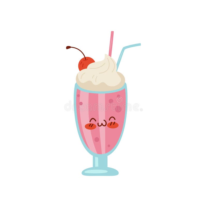 Caráter De Vidro Do Kawaii Do Milk Shake Ilustração do Vetor - Ilustração  de desenhado, arte: 95185026