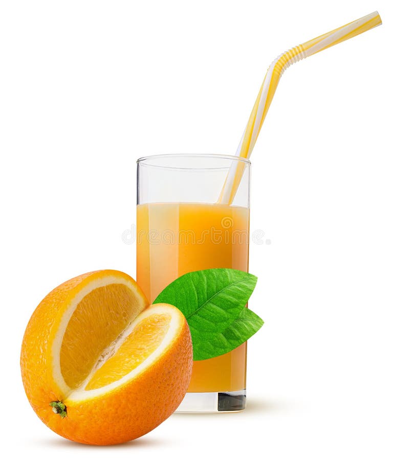 Vidro do suco de laranja fresco com uma palha e um oran listrados amarelos fotos de stock royalty free Vidro do suco de laranja fresco com uma palha e um oran listrados amarelos fotos de stock royalty free
