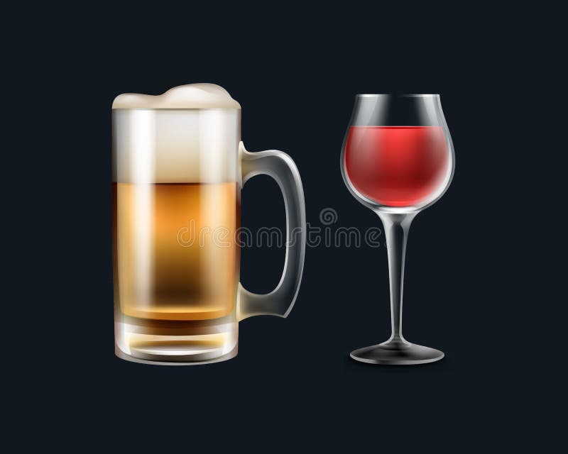 Vidro do vinho e da cerveja ilustração do vetor Vidro do vinho e da cerveja ilustração do vetor