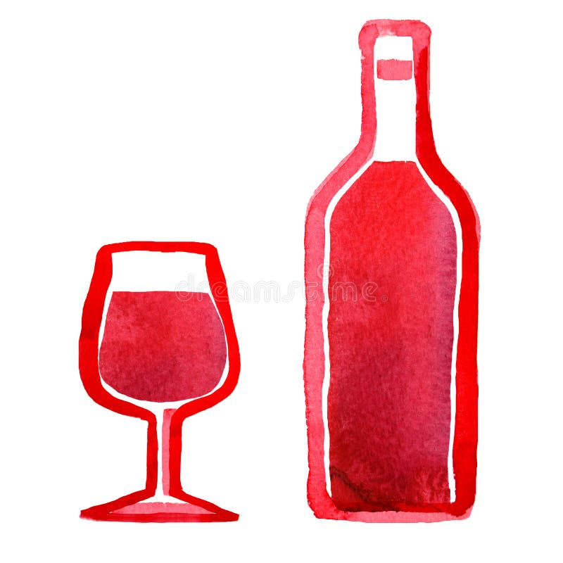 Vidro do vinho tinto e de uma garrafa ilustração royalty free Vidro do vinho tinto e de uma garrafa ilustração royalty free