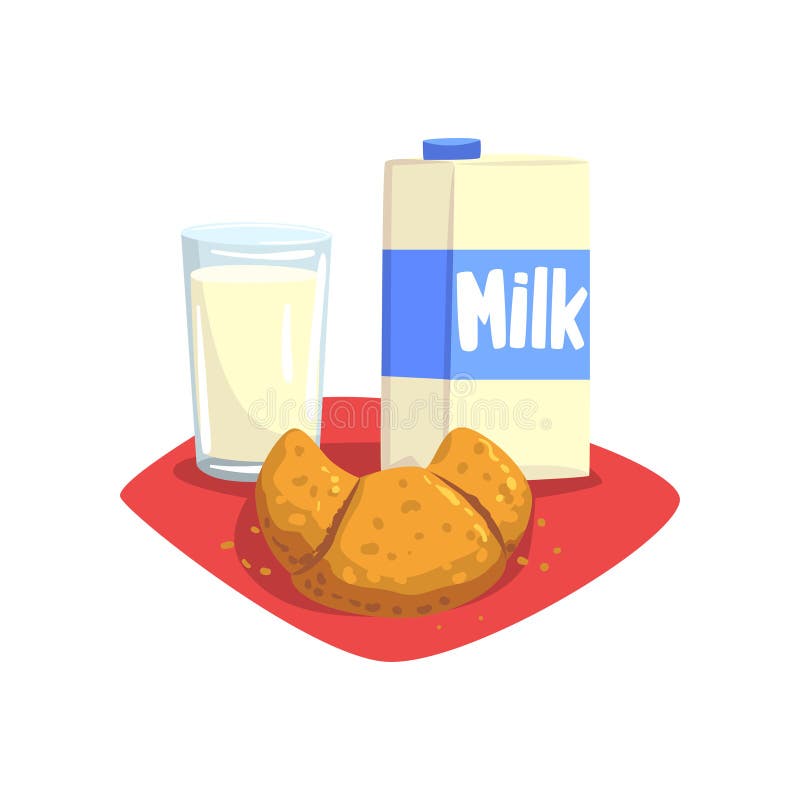 Vidro transparente do leite fresco e do croissant doce no tabela-guardanapo vermelho Alimento e bebida saudáveis e deliciosos de ilustração royalty free Vidro transparente do leite fresco e do croissant doce no tabela-guardanapo vermelho Alimento e bebida saudáveis e deliciosos de ilustração royalty free