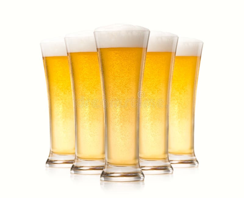 Glasses of beer isolated over white. Glasses of beer isolated over white