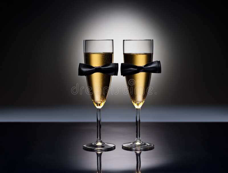 Vidros de Champagne com conceptual a mesma decoração do sexo