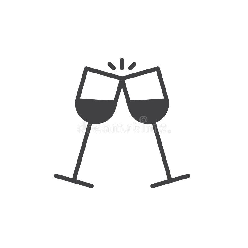 Ícone vetorial de copos de vinho ilustração stock