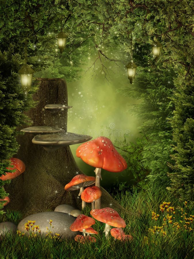 Vieil arbre avec des champignons de couche illustration stock Vieil arbre avec des champignons de couche illustration stock