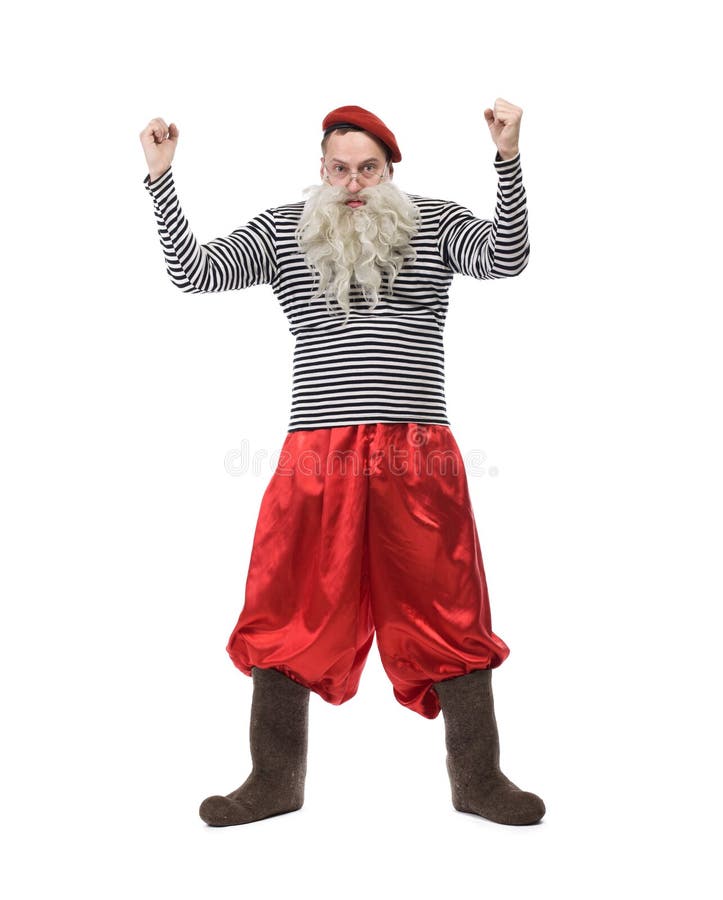 Vieil homme drôle dans le pantalon rouge image libre de droits Vieil homme drôle dans le pantalon rouge image libre de droits