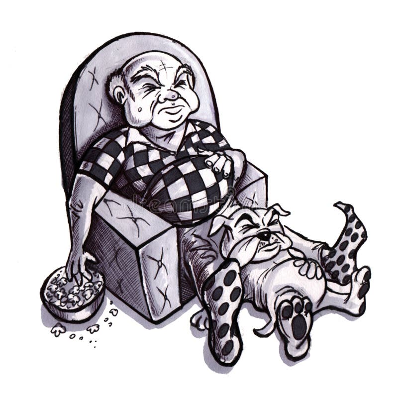 Vieil homme et crabot illustration de vecteur Vieil homme et crabot illustration de vecteur