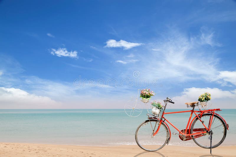 bicyclette rouge avec des fleurs