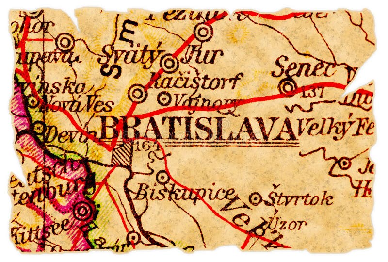 Vieille carte de Bratislava images libres de droits Vieille carte de Bratislava images libres de droits