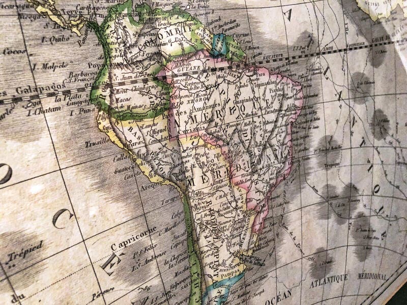 Vieille carte de l'Amérique du Sud, perspective photo libre de droits Vieille carte de l'Amérique du Sud, perspective photo libre de droits