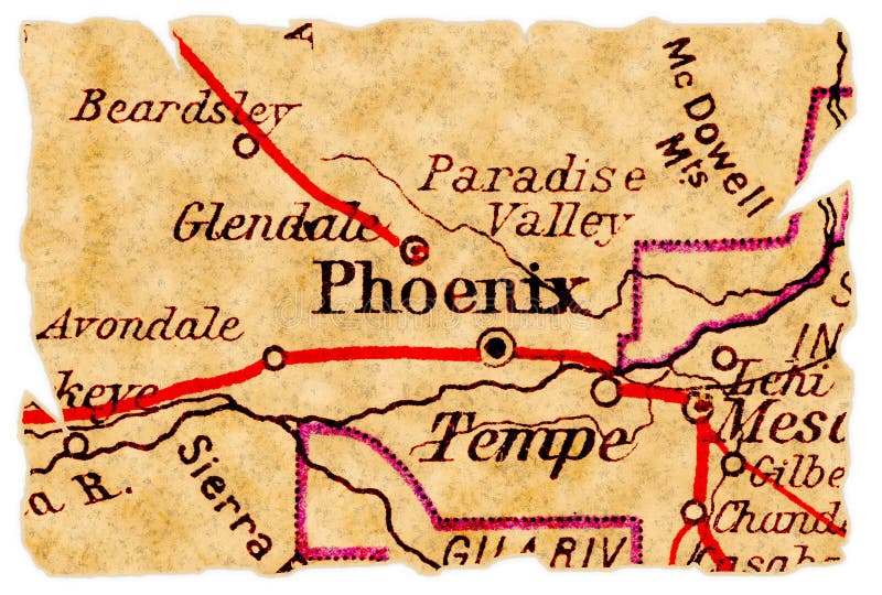 Vieille carte de Phoenix photographie stock libre de droits Vieille carte de Phoenix photographie stock libre de droits