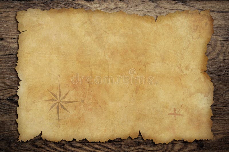 vieille carte de tr%C3%A9sor du parchemin des pirates sur la table en bois 46165191