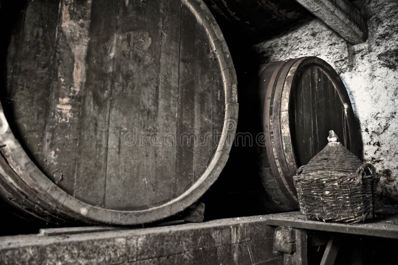 Old dusty and moldy wine cellar in an abandoned winery. Old dusty and moldy wine cellar in an abandoned winery