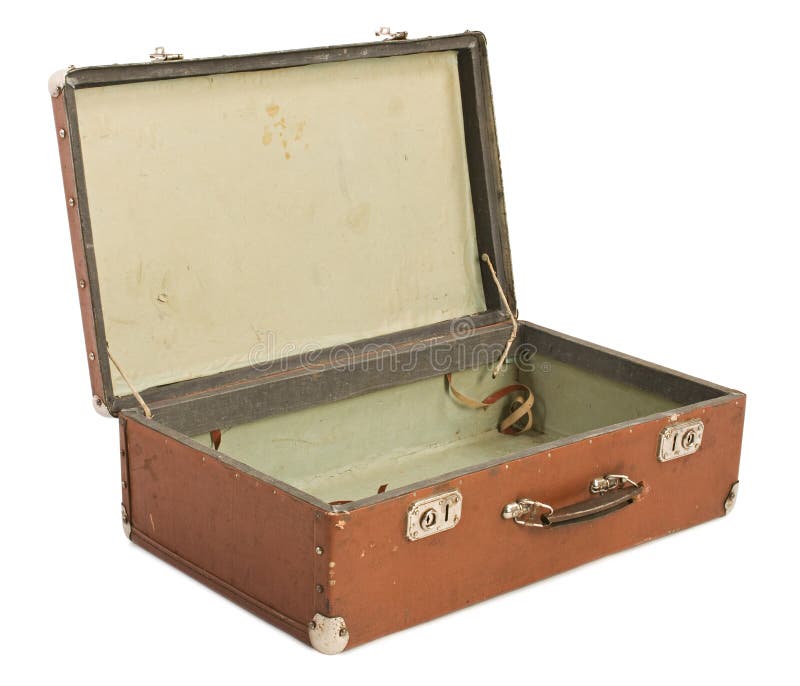 Vieille valise ouverte image stock. Image du étranger 3295791