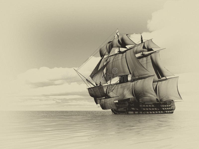 Vieille victoire du bateau HSM - 3D rendent illustration de vecteur Vieille victoire du bateau HSM - 3D rendent illustration de vecteur