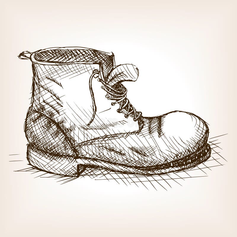 Vieja vector dibujado del estilo del bosquejo de la bota mano libre illustration Vieja vector dibujado del estilo del bosquejo de la bota mano libre illustration