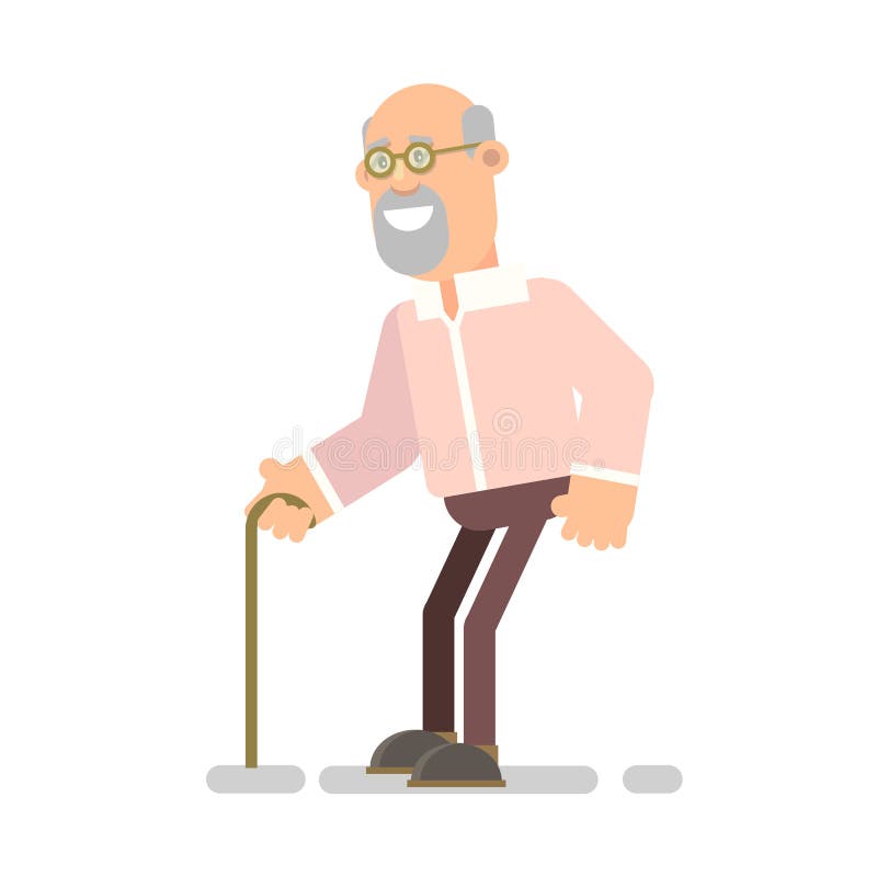 Viejo abuelo con una vara ilustración del vector Viejo abuelo con una vara ilustración del vector