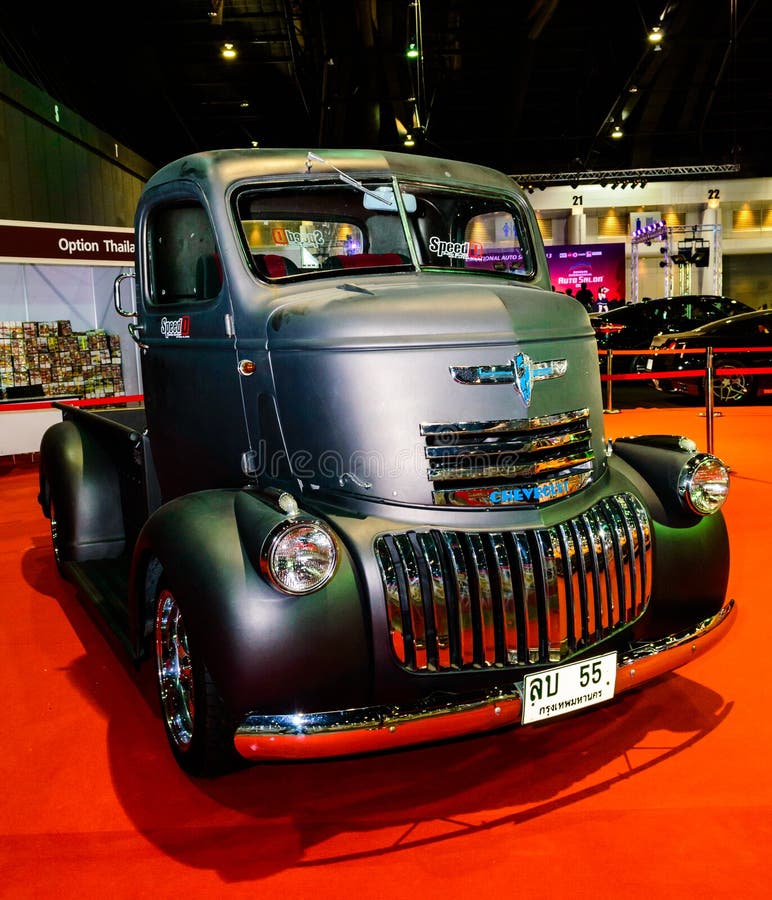 Viejo Chevy Pickup Truck negro. imágenes de archivo libres de regalías Viejo Chevy Pickup Truck negro. imágenes de archivo libres de regalías