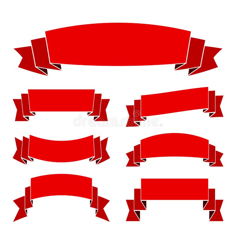 Viejo estilo de la cinta de las banderas rojas del sistema en blanco ilustración del vector Viejo estilo de la cinta de las banderas rojas del sistema en blanco ilustración del vector