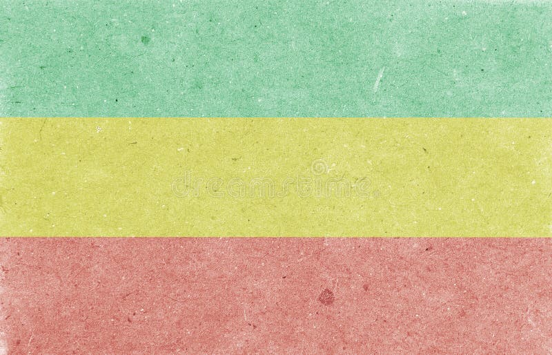 Viejo fondo de papel Bandera horizontal de Rastafarian, textura, ejemplo de la trama