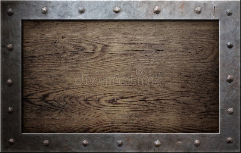 Viejo marco metálico sobre fondo de madera fotografía de archivo libre de regalías Viejo marco metálico sobre fondo de madera fotografía de archivo libre de regalías