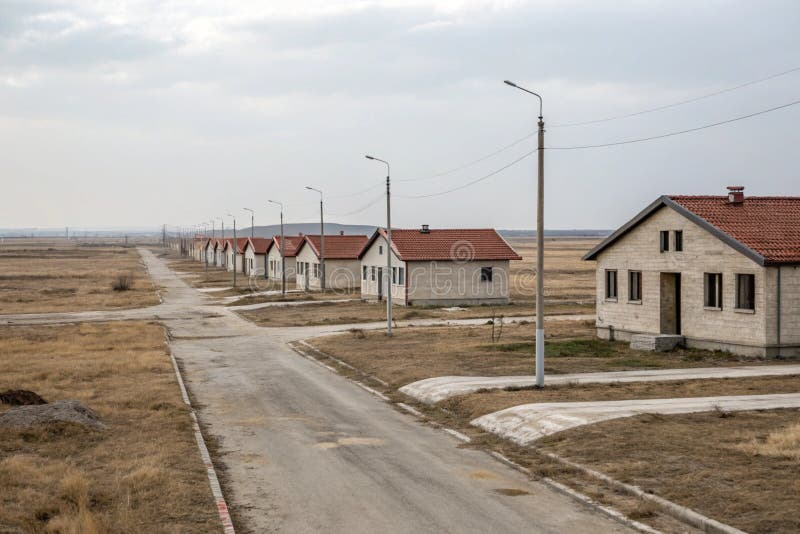 Viele identische Häuser ohne Straßenverbindung gebaut vektor abbildung