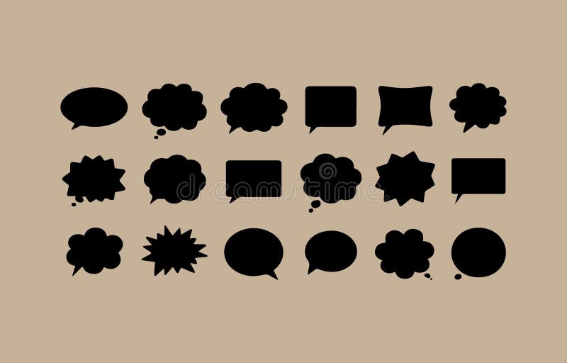 Vielfalt an Black Speech Bubbles und Gedankenblasen auf einem Tan Background stock abbildung