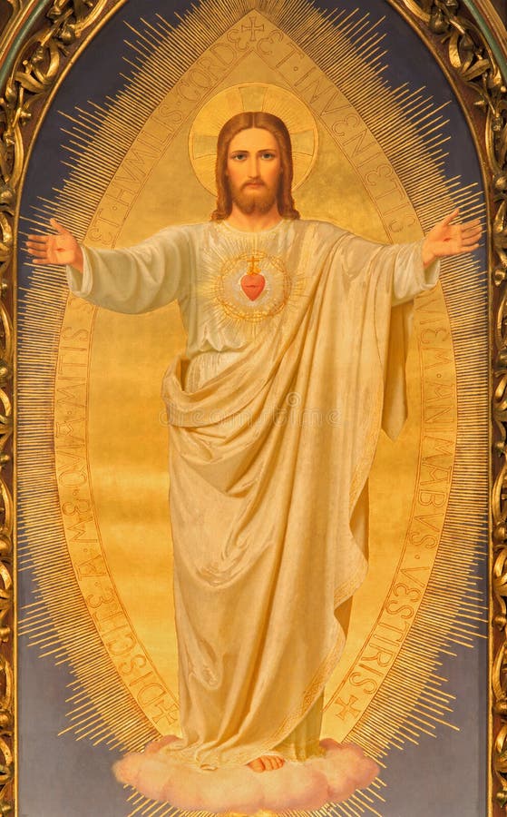 Viena - el corazón de la pintura de Jesús en el altar principal de la iglesia de Sacre Coeur de Anna Maria von Oer (1846†“1929) fotos de archivo Viena - el corazón de la pintura de Jesús en el altar principal de la iglesia de Sacre Coeur de Anna Maria von Oer (1846†“1929) fotos de archivo
