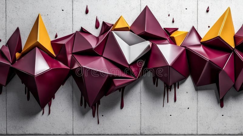 Viene creato un design d'arte moderno con uno sfondo geometrico astratto di triangoli testurizzati e colori vividi immagine stock