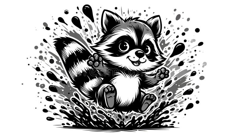 Viene raffigurato un raccoon cartoon con grandi occhi e caratteristiche espressive royalty illustrazione gratis