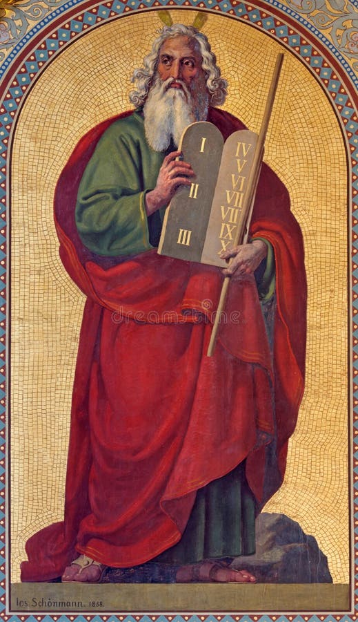VIENNA: Affresco di Mosè da Joseph Schonman a partire dall'anno 1857 nella chiesa di Altlerchenfelder fotografia stock libera da diritti VIENNA: Affresco di Mosè da Joseph Schonman a partire dall'anno 1857 nella chiesa di Altlerchenfelder fotografia stock libera da diritti