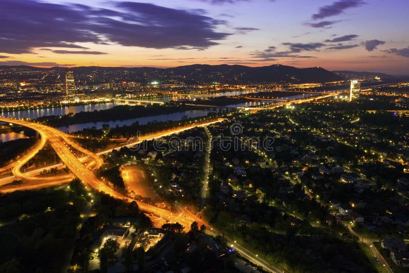 Vienna with Danube River & Island royalty free stock photo