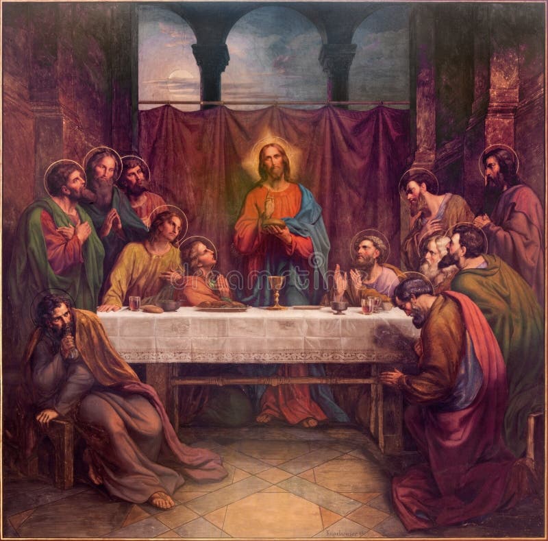 Vienna - Fresco of Last supper of Christ by Leopold Kupelwieser from 1889 in nave of Altlerchenfelder church