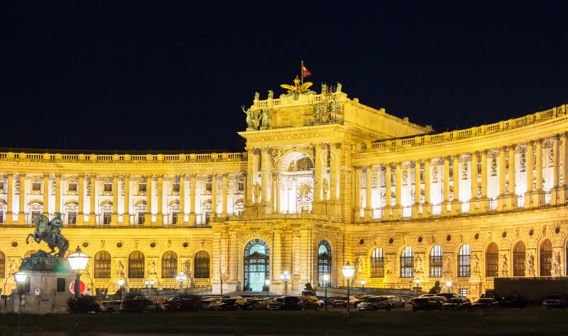 The Vienna Hofburg imperial palace at night,Austria. stock images The Vienna Hofburg imperial palace at night,Austria. stock images