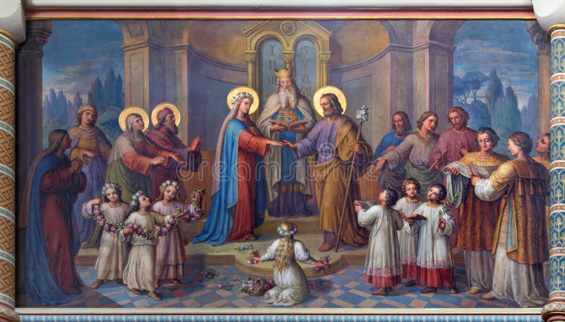 Vienna - nozze dell'affresco di Joseph e di Maria immagine stock libera da diritti Vienna - nozze dell'affresco di Joseph e di Maria immagine stock libera da diritti