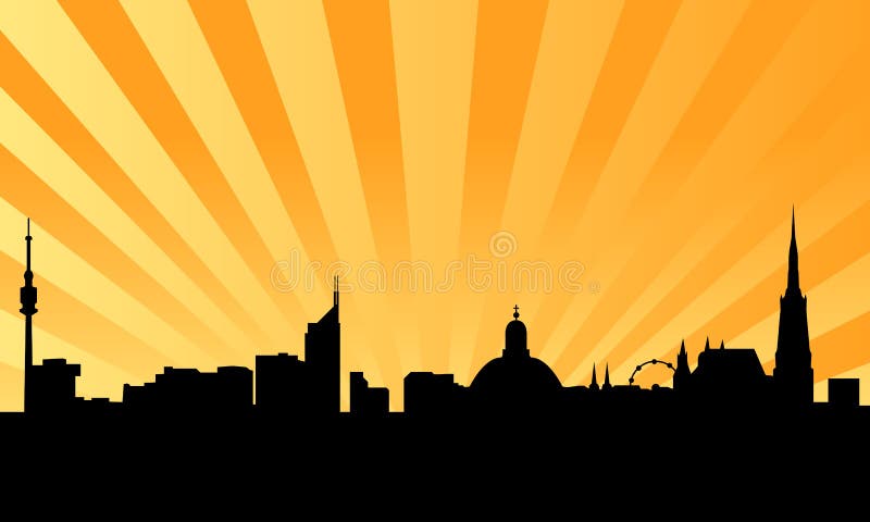 Vienna skyline with background royalty free illustration