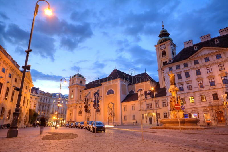 Vienna street at night royalty free stock images