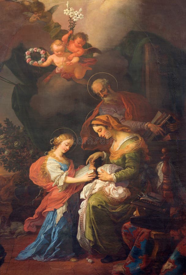 Vienne - peinture de peu de Vigin un St, un Joachim et une Ann. du cent 19. dans l'église d'Augustnierkirche ou d'Augustinus