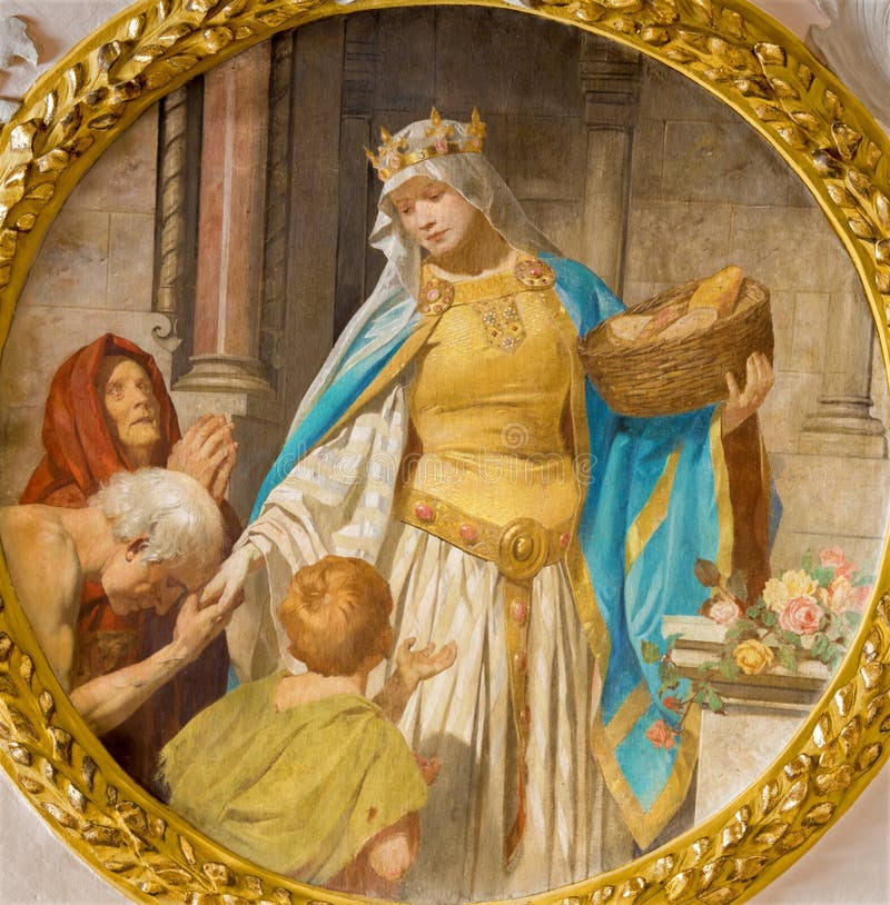 Vienne - peinture de St. Elizabeth de la Hongrie du vestibule de l'église de Schottenkirche