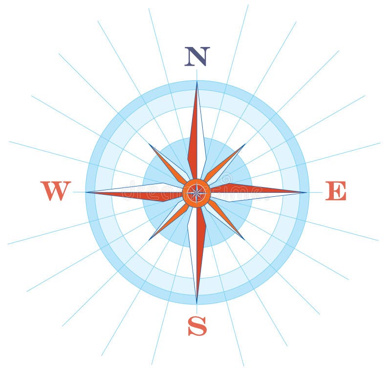 Illustration of a compass wind rose. Illustration of a compass wind rose