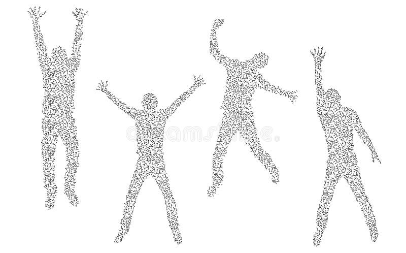 Vier die silhouetten van molecules worden gemaakt stock illustratie Vier die silhouetten van molecules worden gemaakt stock illustratie