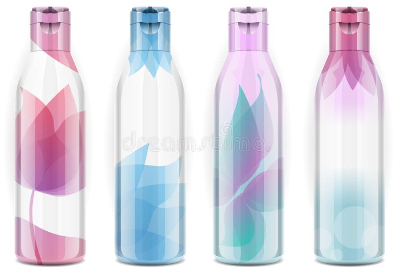 Detailed illustration of a Four plastic bottles with candid color this illustration has lights and shadows on a separate layer so that it can be change with just one click the fantasy of the bottle. This illustration is saved in EPS10 with color space in RGB. This illustration contains a transparency blends, which makes up the reflective shape under and over some objects. Detailed illustration of a Four plastic bottles with candid color this illustration has lights and shadows on a separate layer so that it can be change with just one click the fantasy of the bottle. This illustration is saved in EPS10 with color space in RGB. This illustration contains a transparency blends, which makes up the reflective shape under and over some objects.