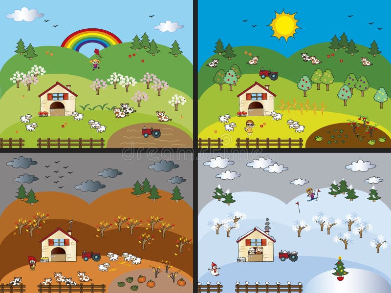 Vier seizoenen royalty-vrije illustratie