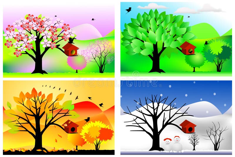 Vier seizoenen royalty-vrije illustratie