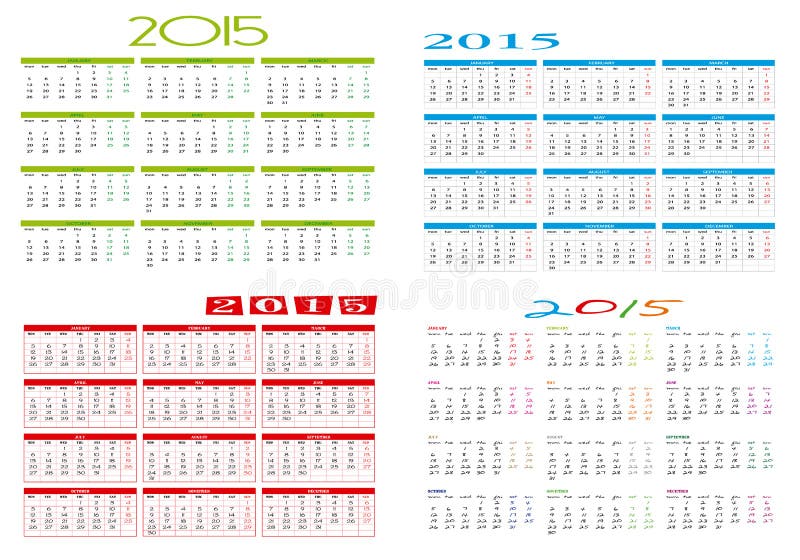 Vier Verschiedene Kalender  2022 Vektor Abbildung 