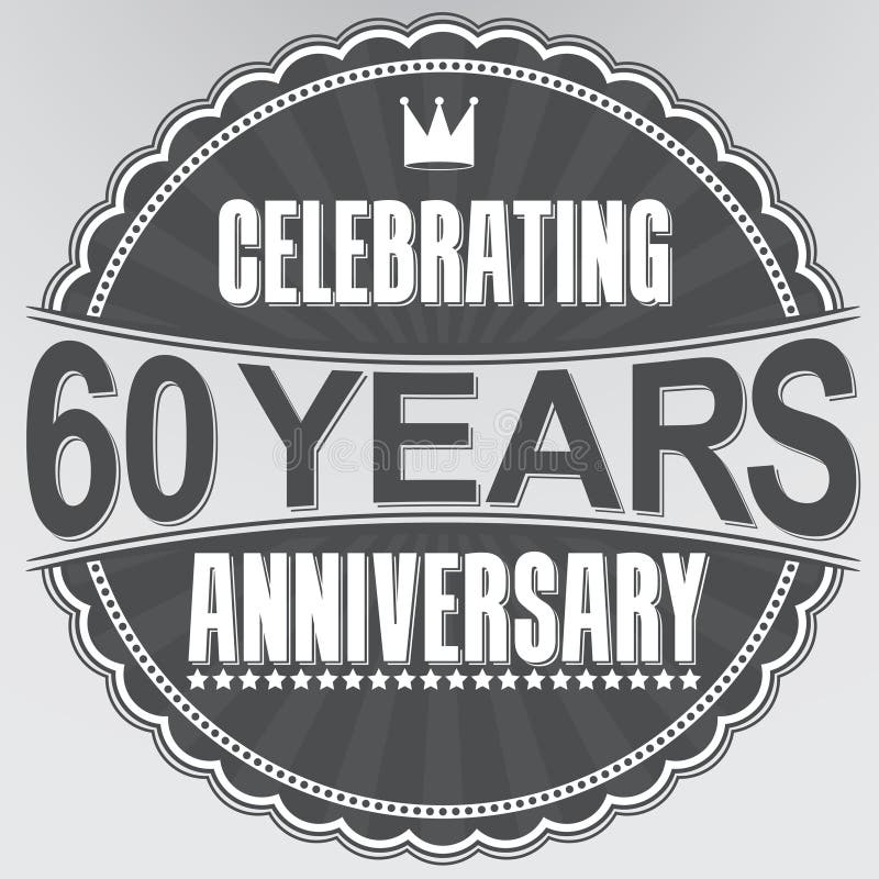 Vierend 60 van het verjaardags retro jaar etiket, vectorillustratio royalty-vrije illustratie Vierend 60 van het verjaardags retro jaar etiket, vectorillustratio royalty-vrije illustratie