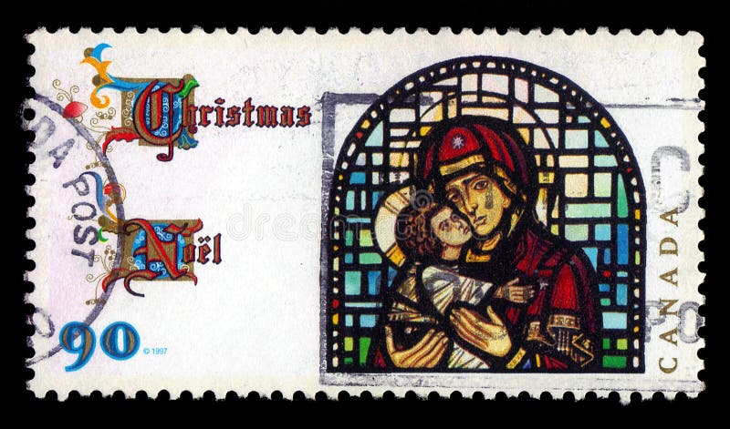 Vierge bénie en verre souillé avec l'enfant photo stock Vierge bénie en verre souillé avec l'enfant photo stock