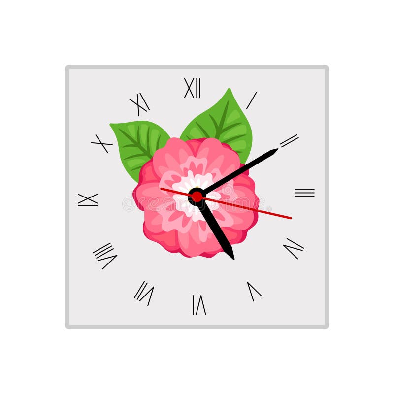 Vierkante muurklok met roze bloem vector illustratie Vierkante muurklok met roze bloem vector illustratie