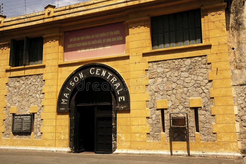 Vietnam, Hanoi: the ancient Hoa Lo prison with a typical colonial architecture. Vietnam, Hanoi: the ancient Hoa Lo prison with a typical colonial architecture