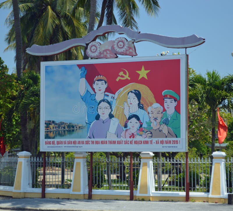 Vietnam - Hoi An - communist party poster stock photo Vietnam - Hoi An - communist party poster stock photo